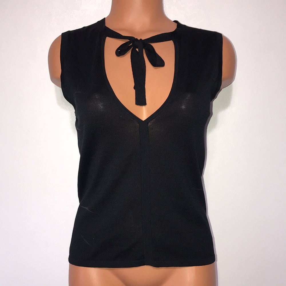 French Connection 100% Silk Sleeveless Blouse Black Size Medium